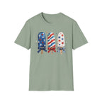 Patriotic Popsicle T-Shirt, Watercolor 4th of July Ice Cream Bow Tee, Cute Summer America Popsicle Shirt, Stars Stripes Coquette Bow Treat Gift Women