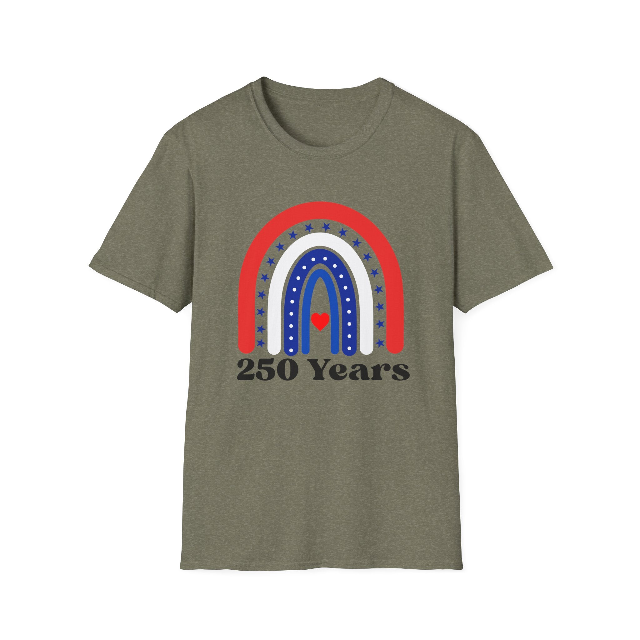 Patriotic Rainbow 250 Years T-Shirt, Boho 4th of July Rainbow Tee, America 250th Anniversary Shirt, Cute USA Rainbow Heart Gift, Independence Day
