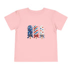 Patriotic Popsicle Trio Tee, Red White Blue USA Shirt, Cute Summer Fireworks Graphic Top, Fourth of July Celebration Outfit Toddler Short Sleeve Tee