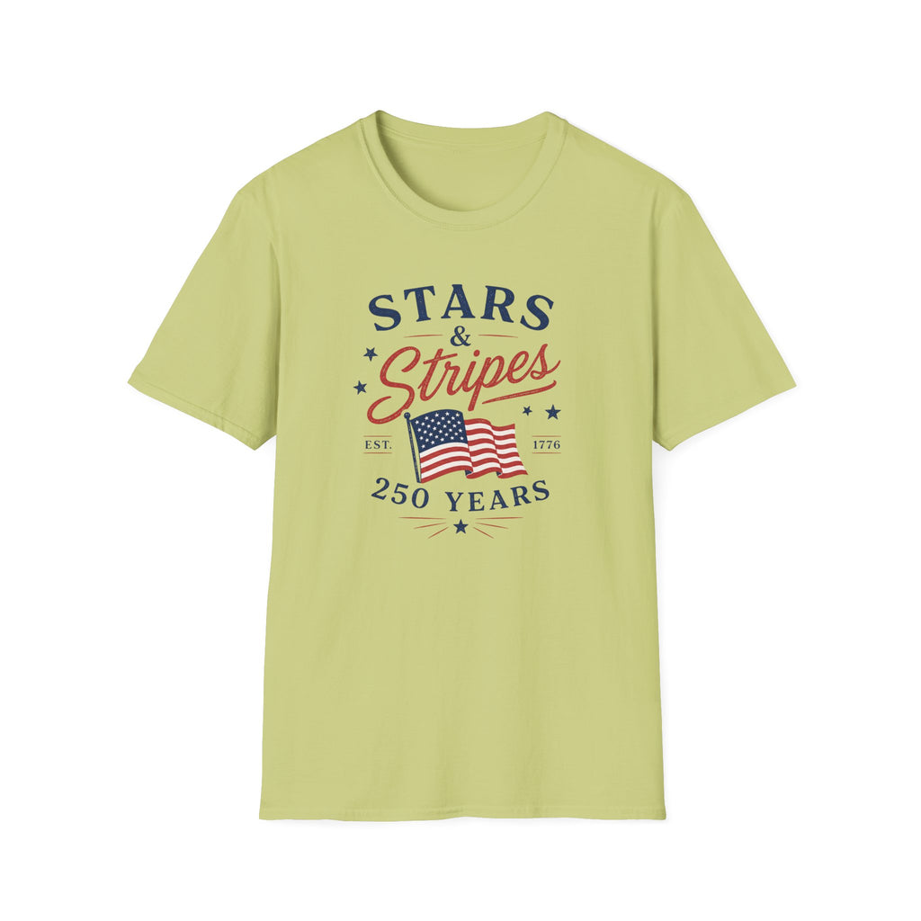 Stars and Stripes 250 Years Tee, EST 1776 USA Shirt, Red White Blue Flag Graphic Top, Patriotic American Heritage Outfit T-Shirt