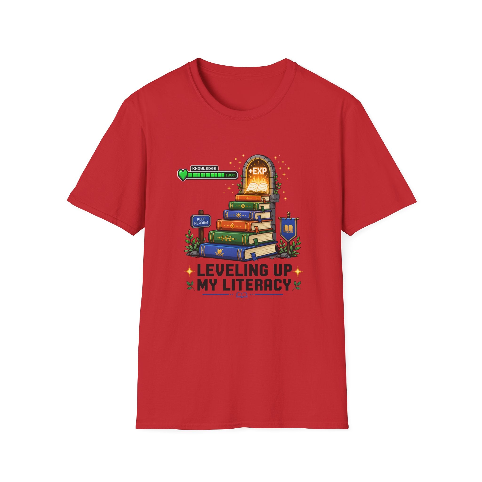 Literacy Level-Up T-Shirt — "Leveling Up My Literacy" Book Gamer Tee