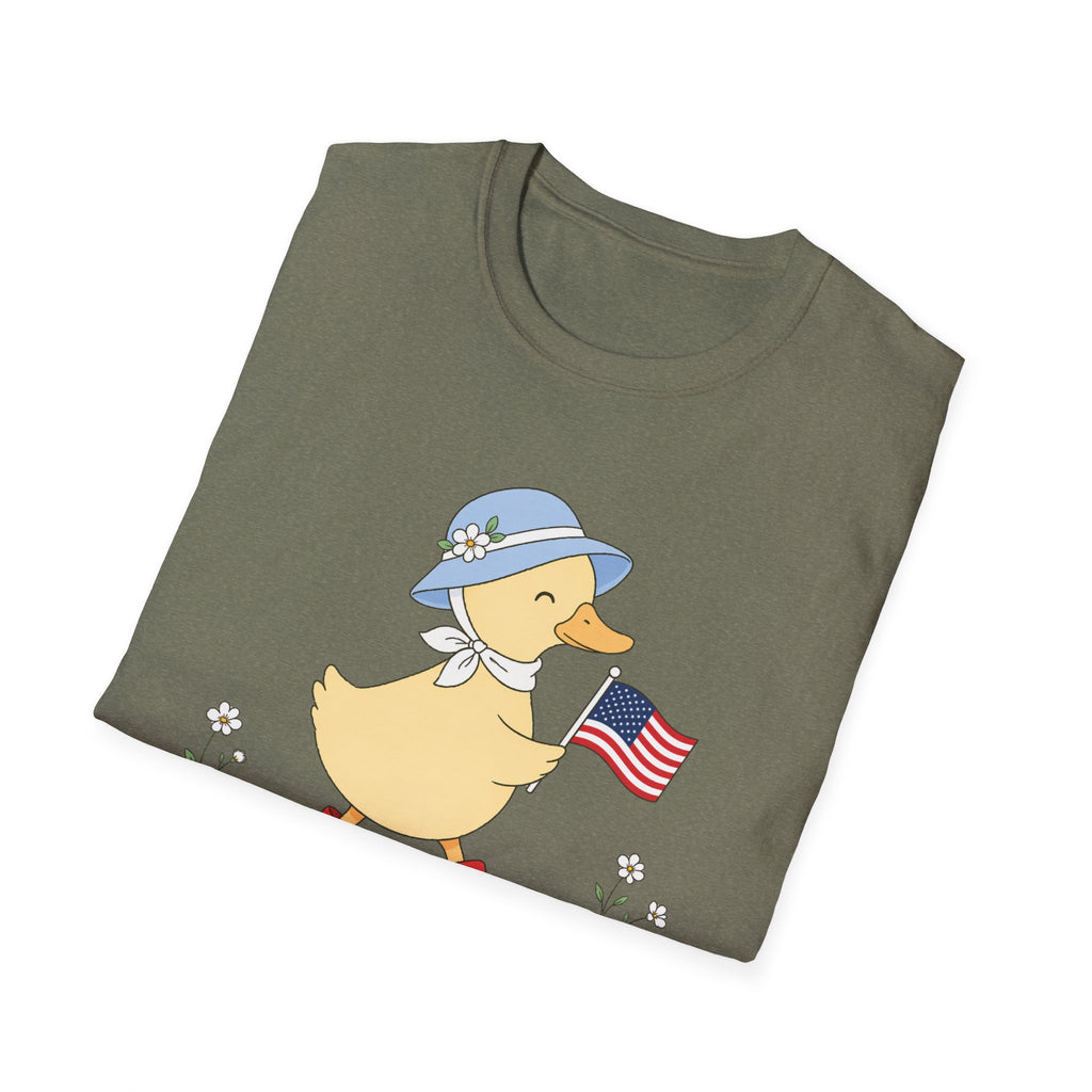 Patriotic Duck T-Shirt, Cute 4th of July Duck Tee, Funny American Flag Duck Shirt, Fourth of July Women Girls Shirt, Cottagecore Patriotic Tee, USA Duck Gift