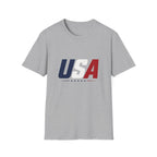 USA Bold Letter T-Shirt Sand, Patriotic American Stars Tee, 4th of July Neutral Color Shirt, USA Red White Blue Sand Tee, Independence Day Gift
