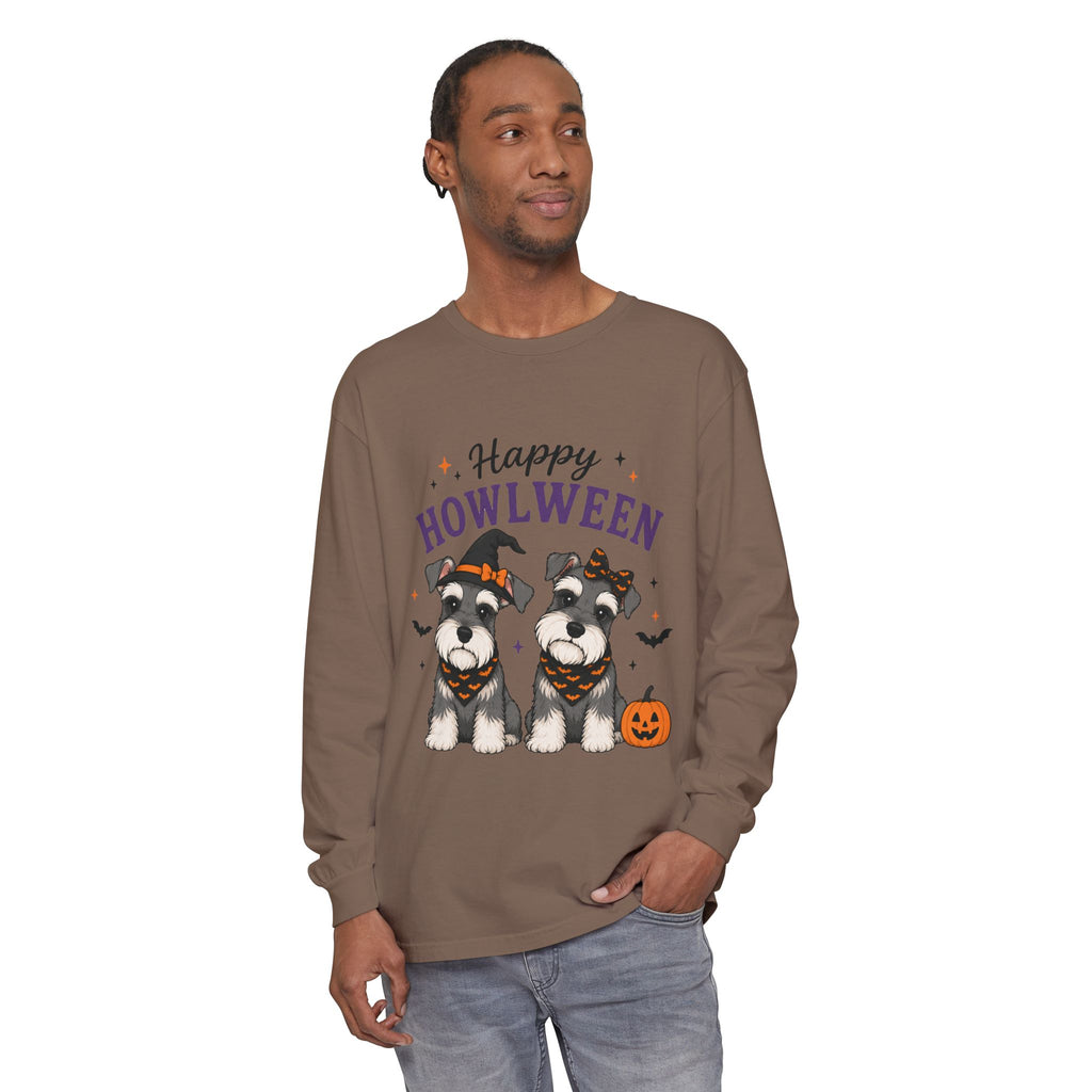 Happy Howlween Schnauzer Dogs in Costume Long Sleeve T-Shirt