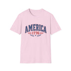 America 1776 Patriotic Tee, USA Heritage Shirt, Red White Blue Graphic Top, Classic American Pride OutfitT-Shirt
