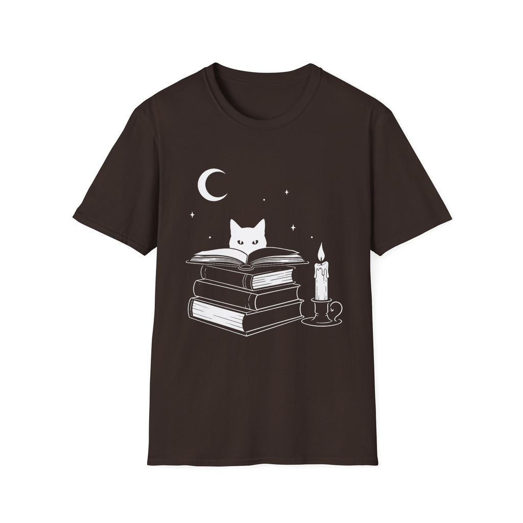 Cat & Books T‑Shirt — Mystical Reading Graphic Tee