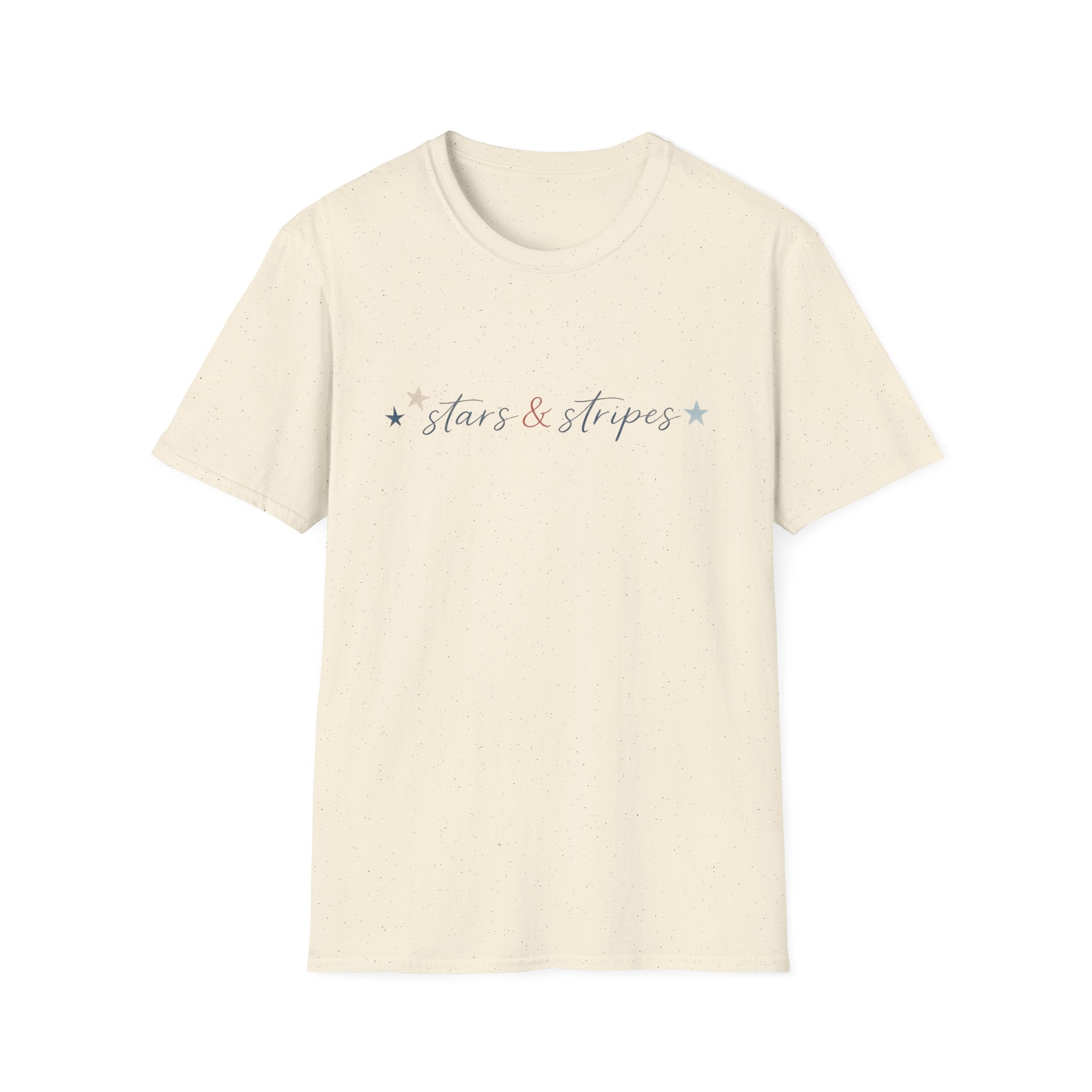 Stars and Stripes Script T-Shirt, 4th of July, Minimalist Patriotic Tee, Subtle Patriotic Gift, Dainty Script America Independence Day