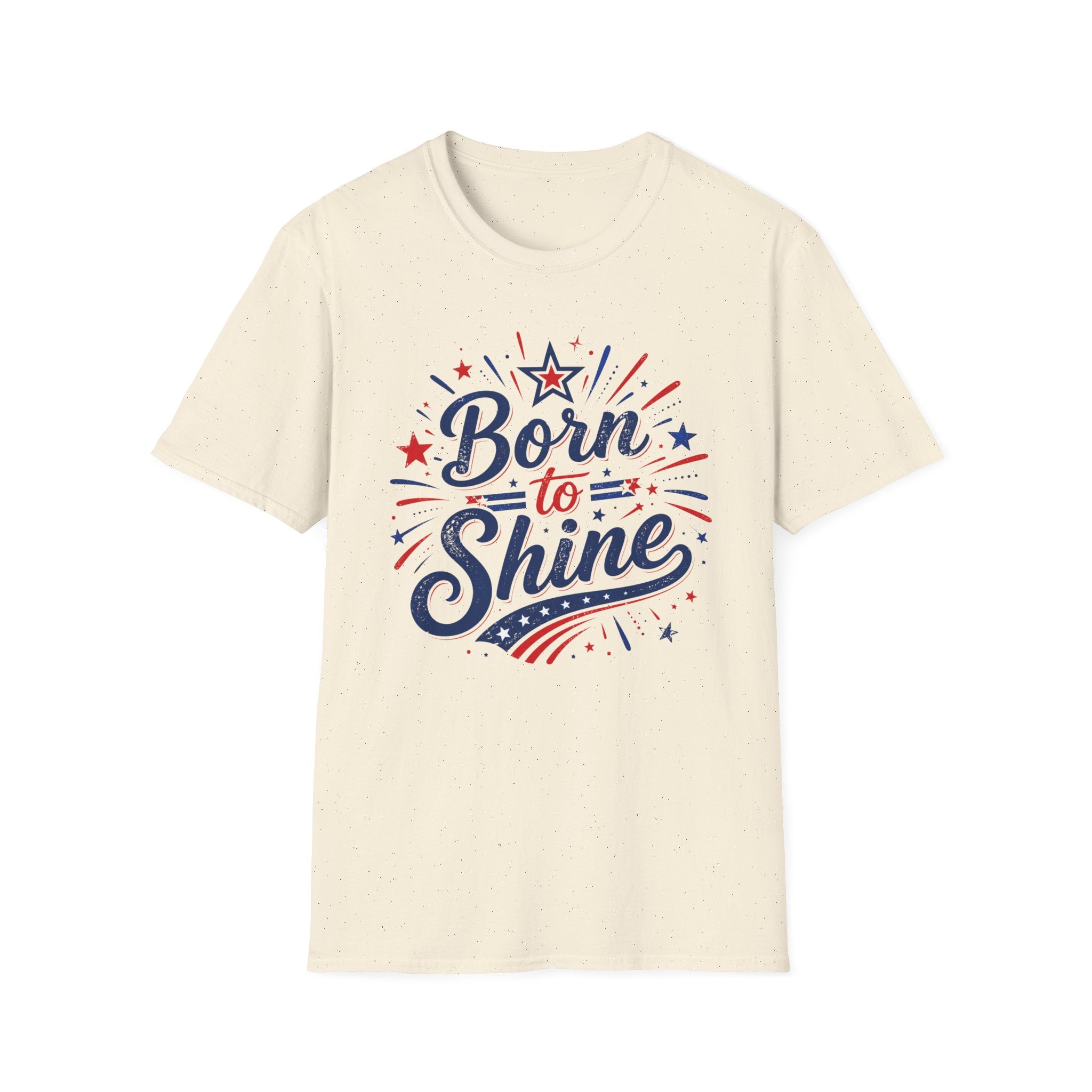 Born To Shine T-Shirt | Patriotic Fireworks Graphic Tee, Fourth Of July Stars Stripes Top