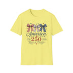 America 250 Years of Freedom Bow Shirt, Coquette Patriotic Trio Bow Tee 1776 2026, 4th of July Women's Vintage Bow T-Shirt, Gingham Stars Floral Patriotic Anniversary Gift