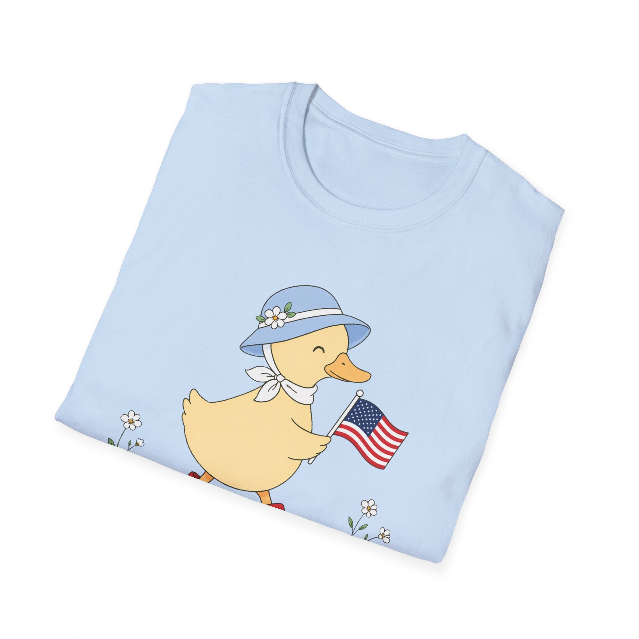 Patriotic Duck T-Shirt, Cute 4th of July Duck Tee, Funny American Flag Duck Shirt, Fourth of July Women Girls Shirt, Cottagecore Patriotic Tee, USA Duck Gift