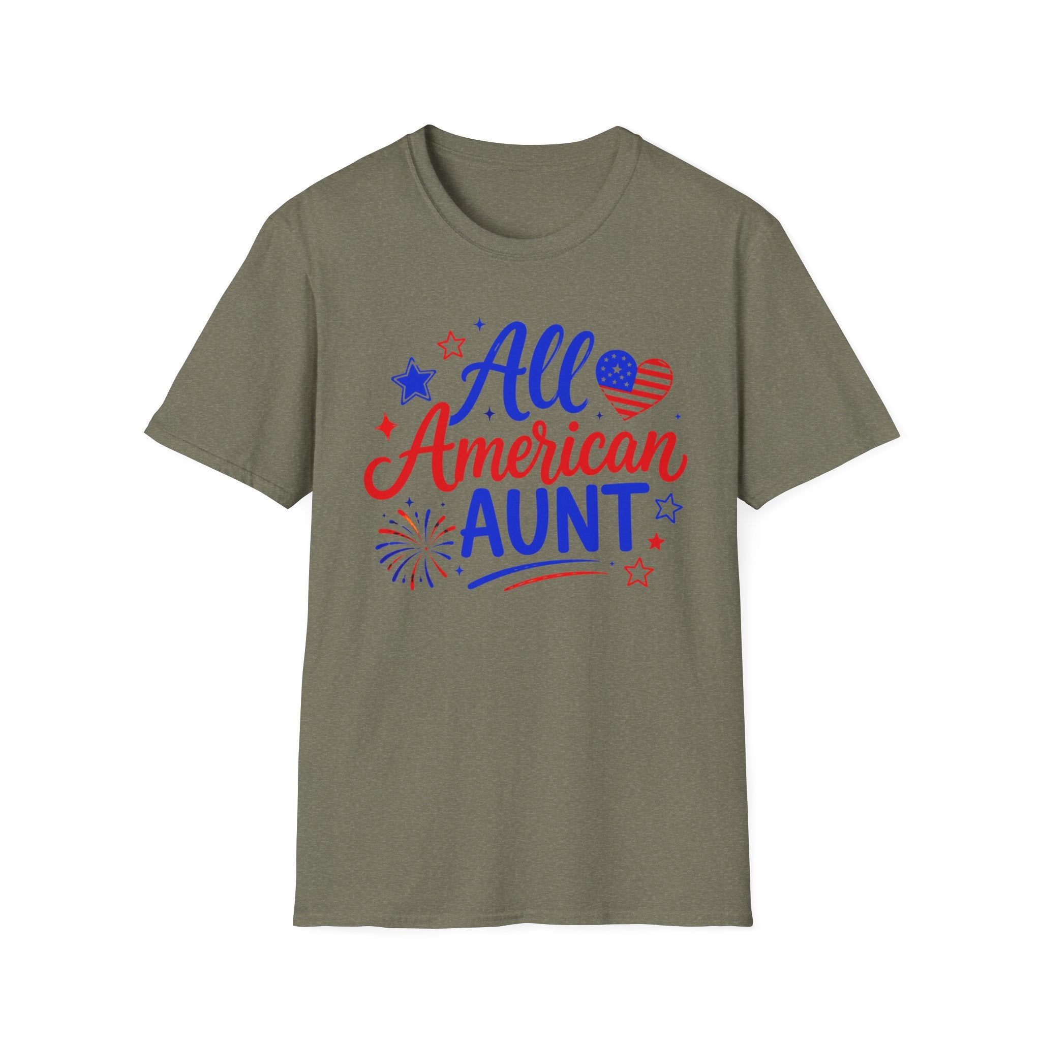 Patriotic All American Aunt Graphic Tee - 4th of July Family T-Shirt