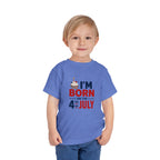 Born on the 4th of July Tee, Patriotic Birthday USA Shirt, Red White Blue Cupcake Graphic Top, Independence Day Celebration Outfit Toddler Short Sleeve Tee