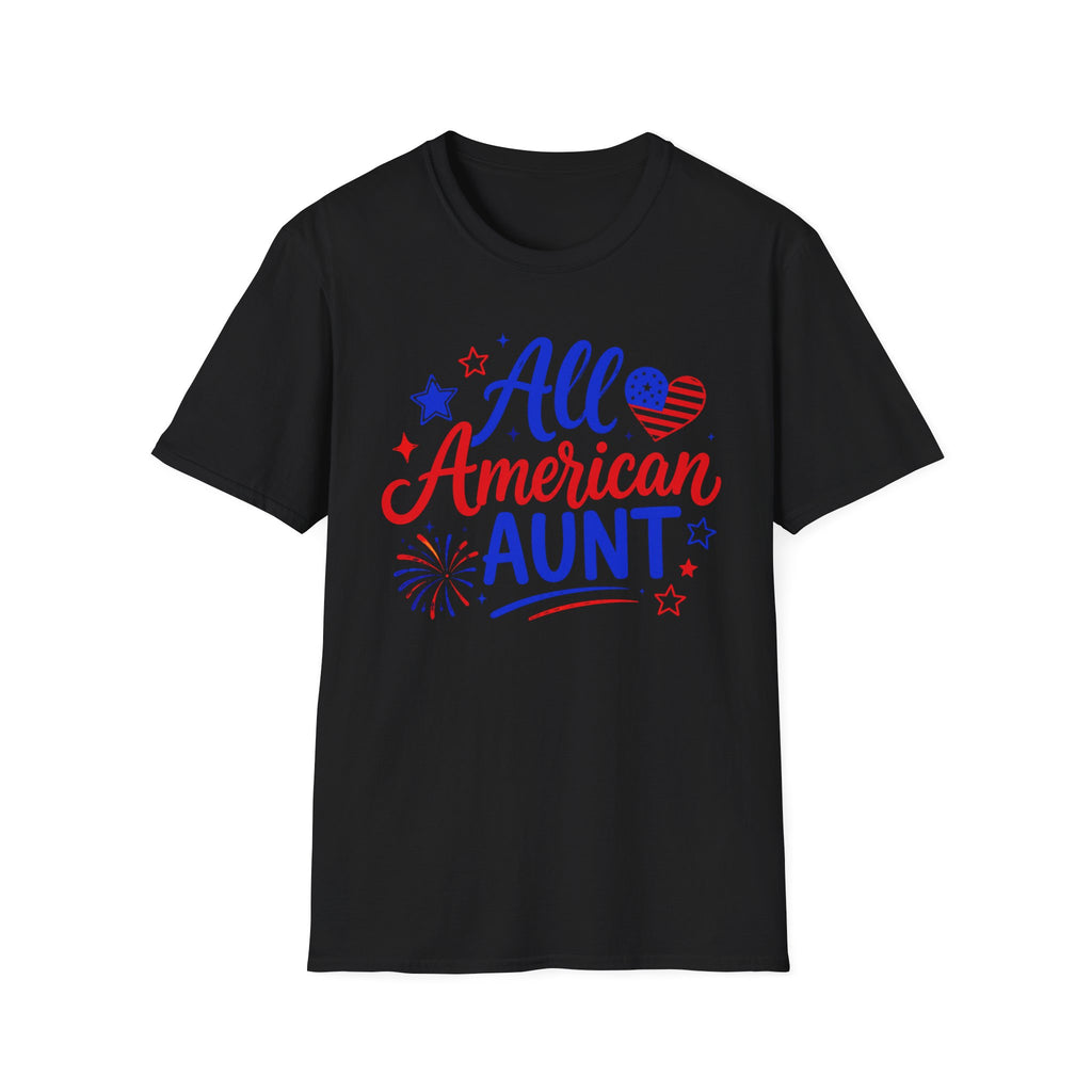 Patriotic All American Aunt Graphic Tee - 4th of July Family T-Shirt