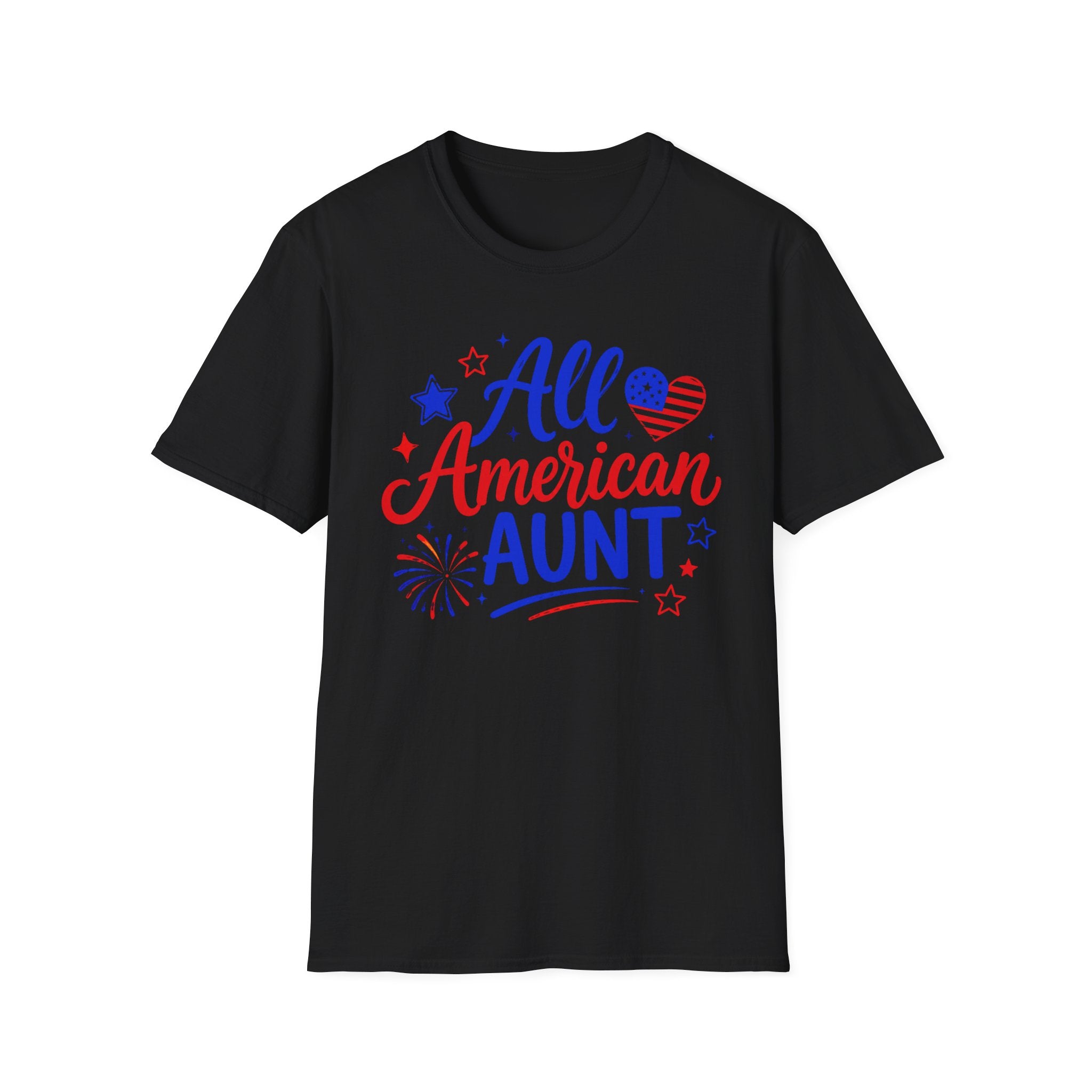 Patriotic All American Aunt Graphic Tee - 4th of July Family T-Shirt
