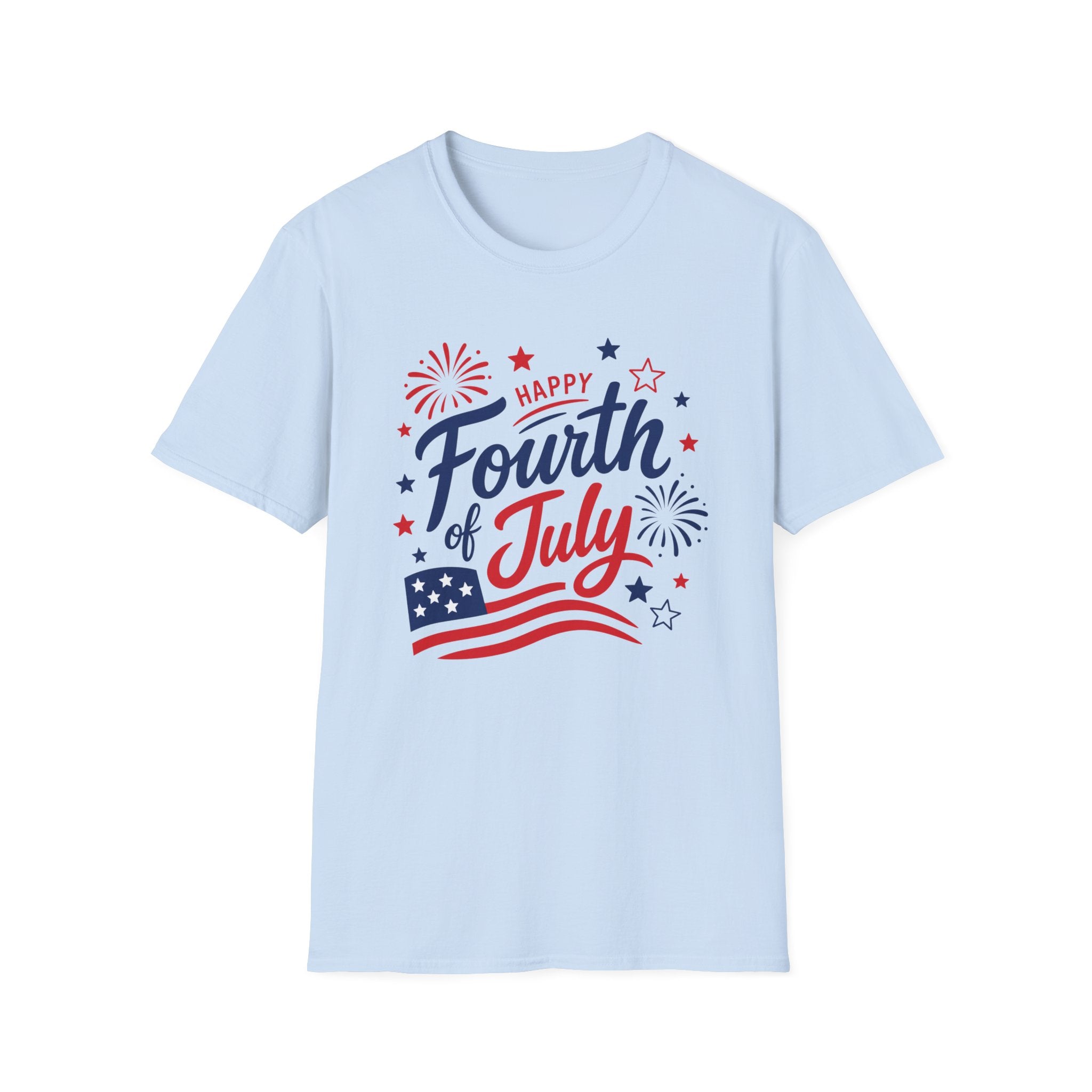 Patriotic Happy Fourth of July Graphic Tee USA Star Spangled- Celebration Flag T-Shirt