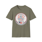 USA 250th Anniversary T-Shirt | Semiquincentennial Patriotic Map Graphic Tee, American Flag Round Emblem Top