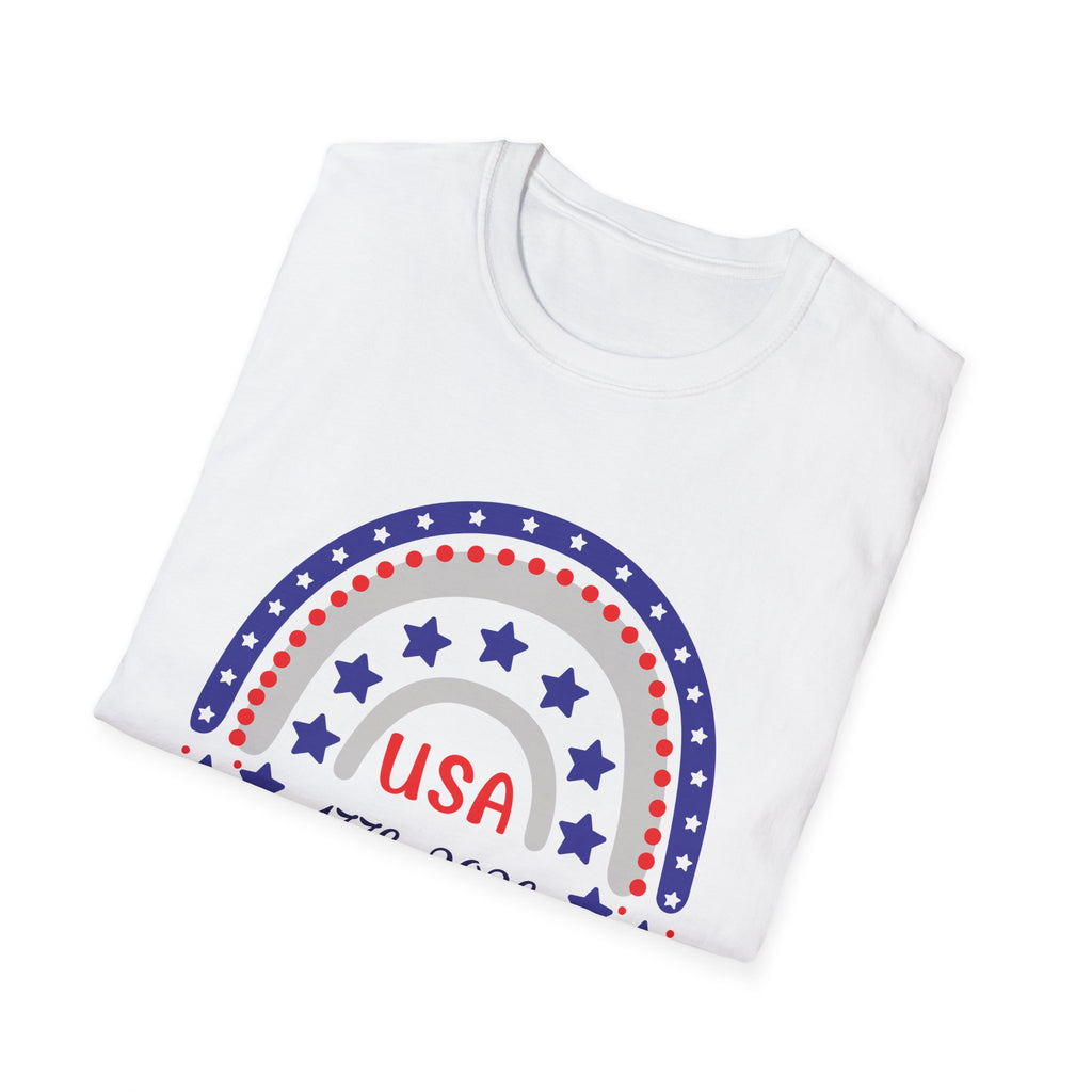 USA 1776–2026 Patriotic Rainbow Tee, American Anniversary Shirt, Red White Blue Graphic Top, USA Pride Outfit