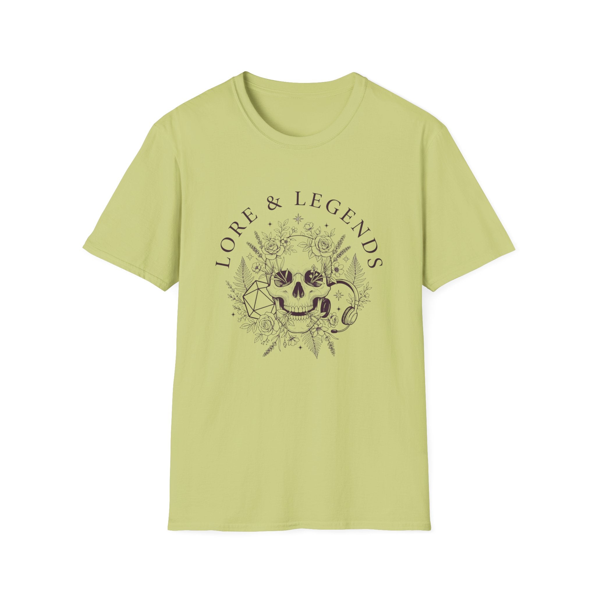 Lore & Legends Skull Floral T‑Shirt — Gothic Botanical Graphic Tee