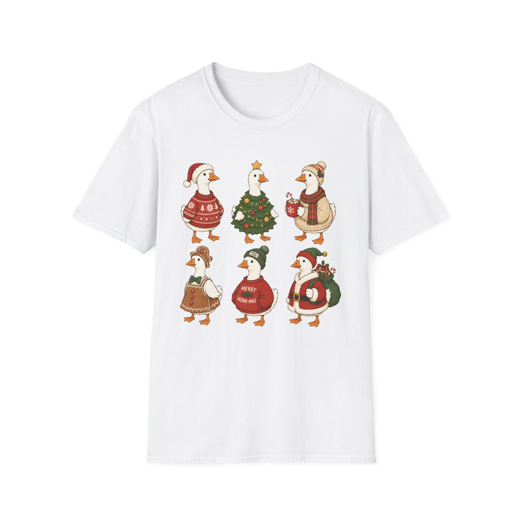 Christmas Geese T-Shirt — Cute Holiday Ducks in Sweaters & Tree Design