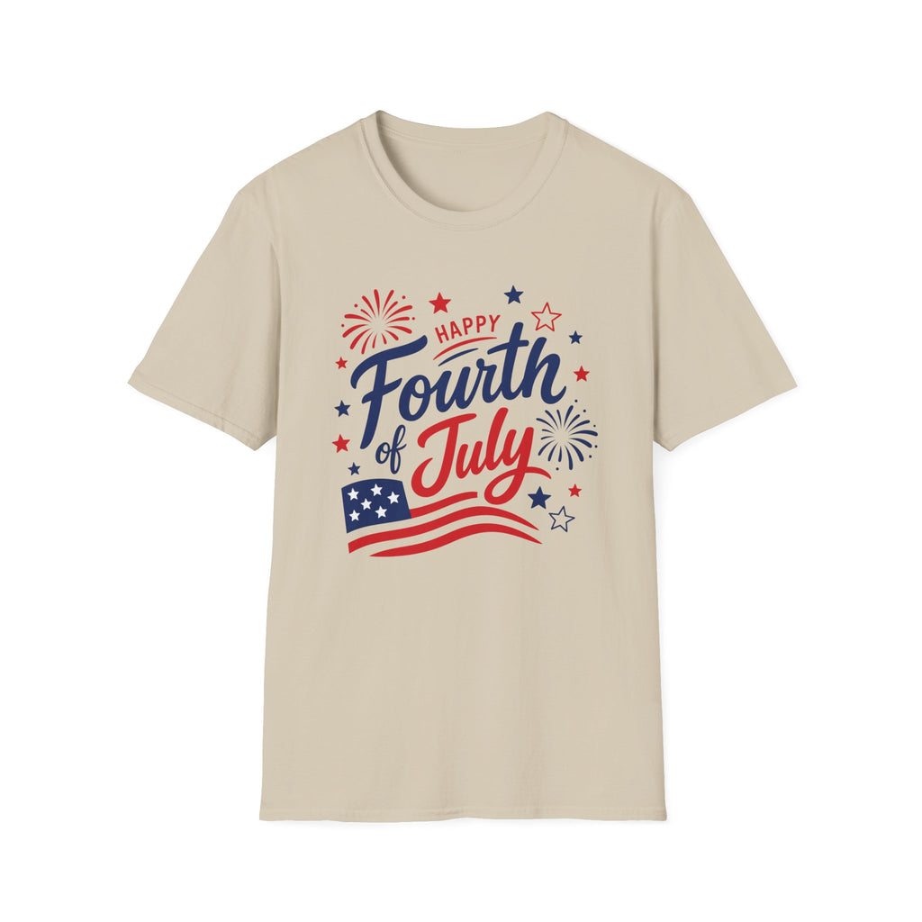 Patriotic Happy Fourth of July Graphic Tee USA Star Spangled- Celebration Flag T-Shirt
