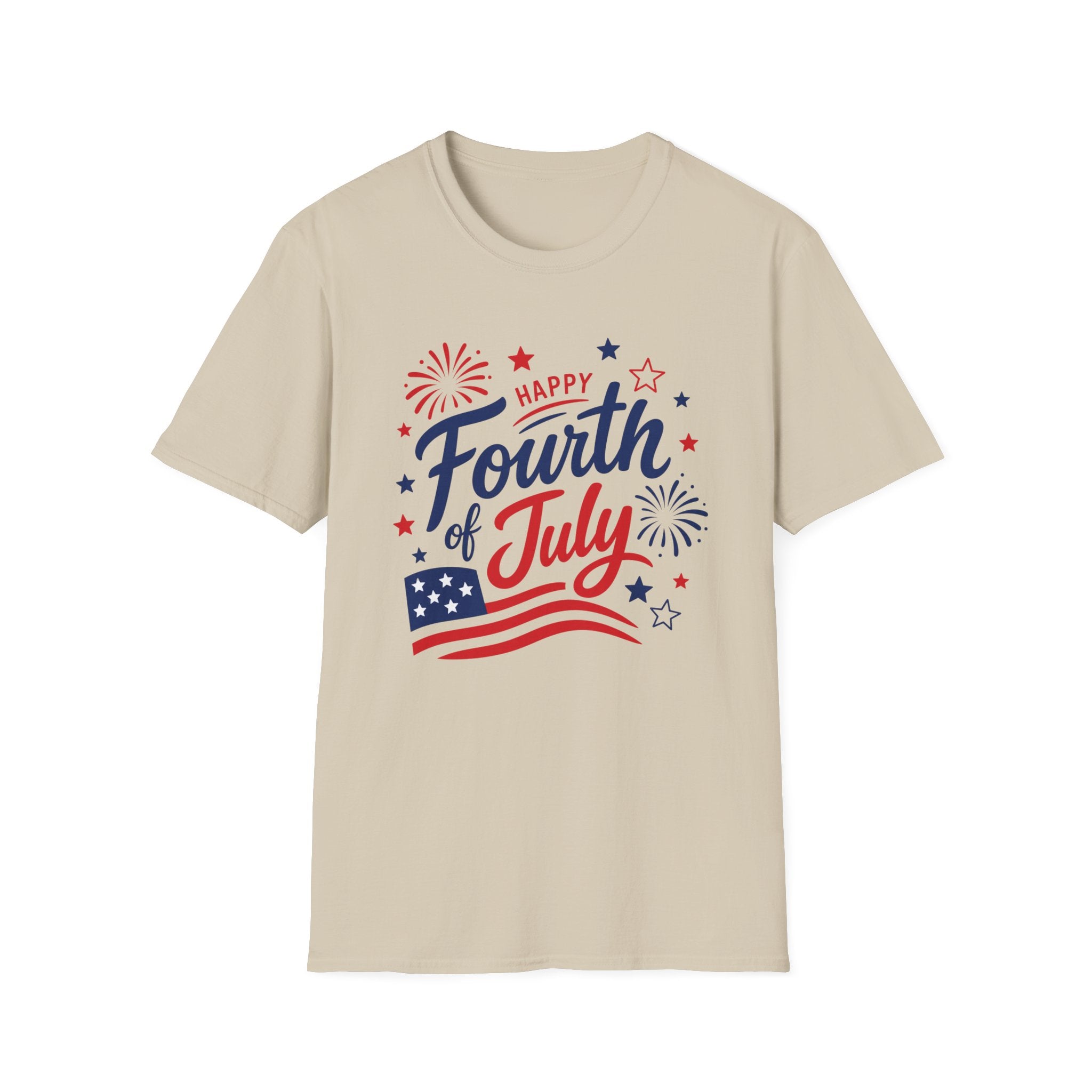 Patriotic Happy Fourth of July Graphic Tee USA Star Spangled- Celebration Flag T-Shirt