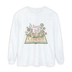 Long Sleeve T-Shirt — “Just One More Chapter” Floral Booklover Design