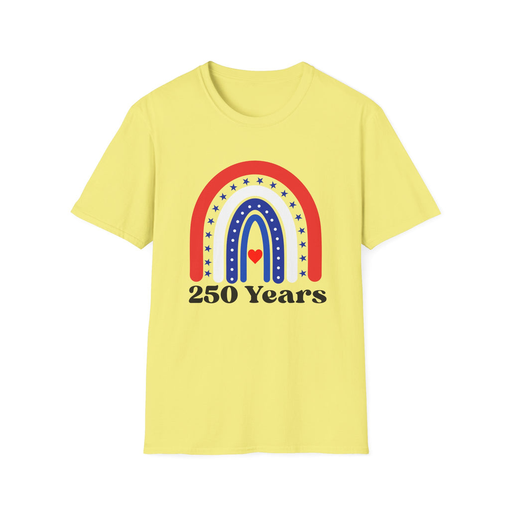 USA 250 Years Rainbow T-Shirt Patriotic Semiquincentennial Tee