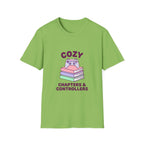 Cozy Chapters & Controllers T-Shirt — Gamer & Booklover Graphic Tee
