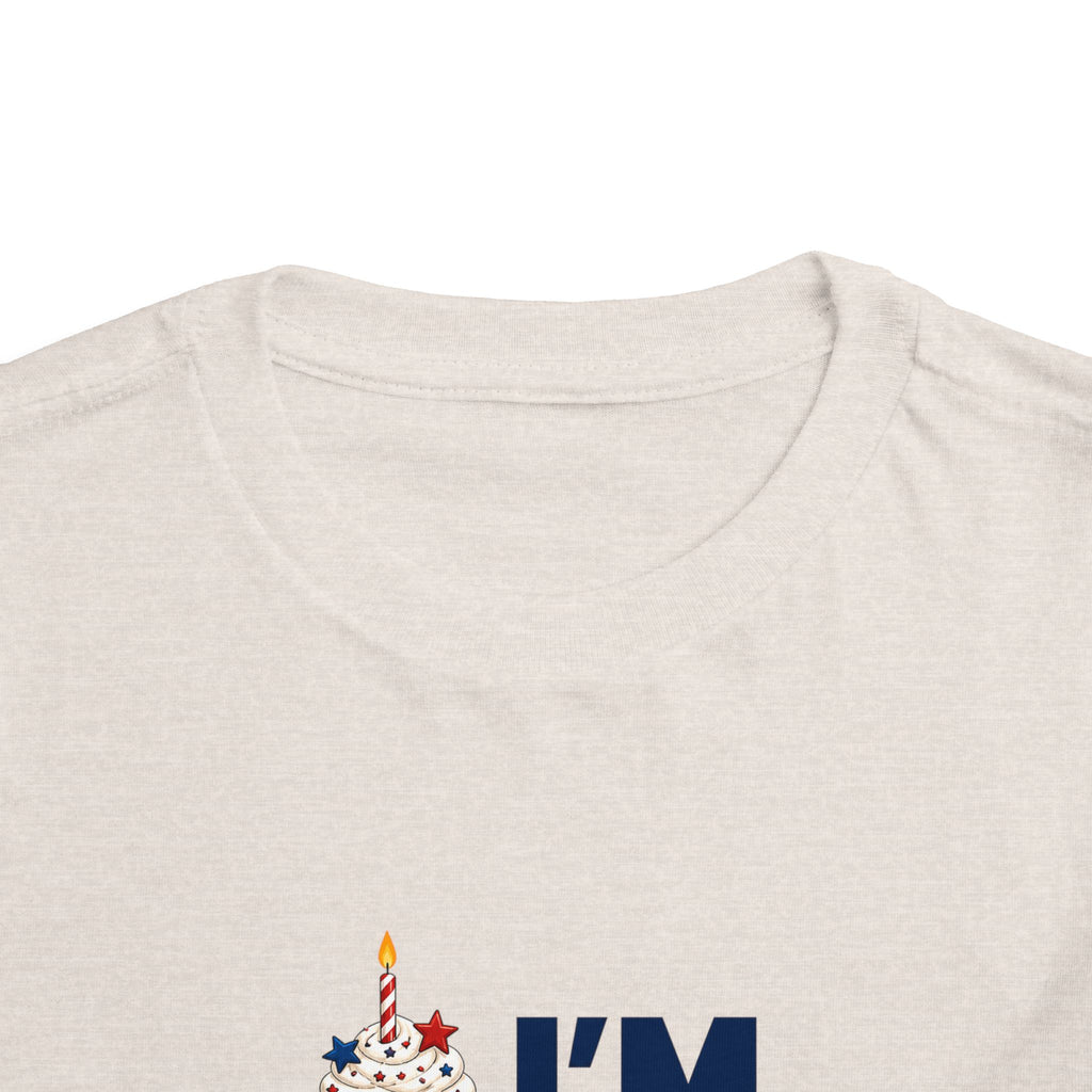 Born on the 4th of July Tee, Patriotic Birthday USA Shirt, Red White Blue Cupcake Graphic Top, Independence Day Celebration Outfit Toddler Short Sleeve Tee