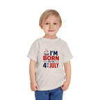 Born on the 4th of July Tee, Patriotic Birthday USA Shirt, Red White Blue Cupcake Graphic Top, Independence Day Celebration Outfit Toddler Short Sleeve Tee