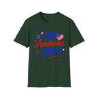 All American Uncle Tee, Patriotic USA Shirt, Red White Blue Fireworks Graphic Top, Fourth of July Celebration Outfit T-Shirt