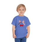 Made in the USA Cherry Tee, Patriotic Red White Blue Shirt, Cute Bow Fruit Graphic Top, Fourth of July Summer Outfit Toddler Short Sleeve Tee