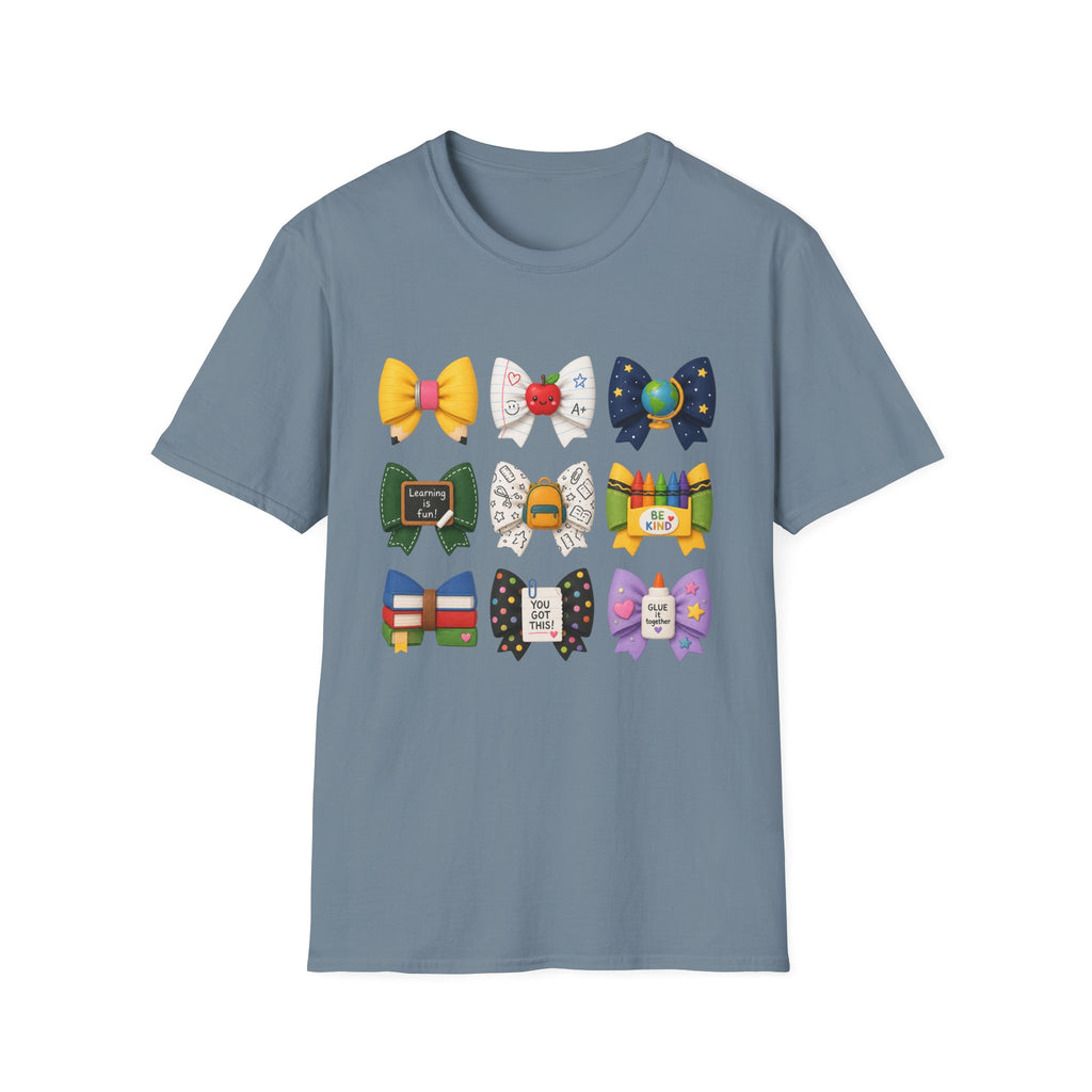 Teacher Appreciation Bow T-Shirt — Cute School-Themed Hair Bows (Be Kind, Learning Is Fun)