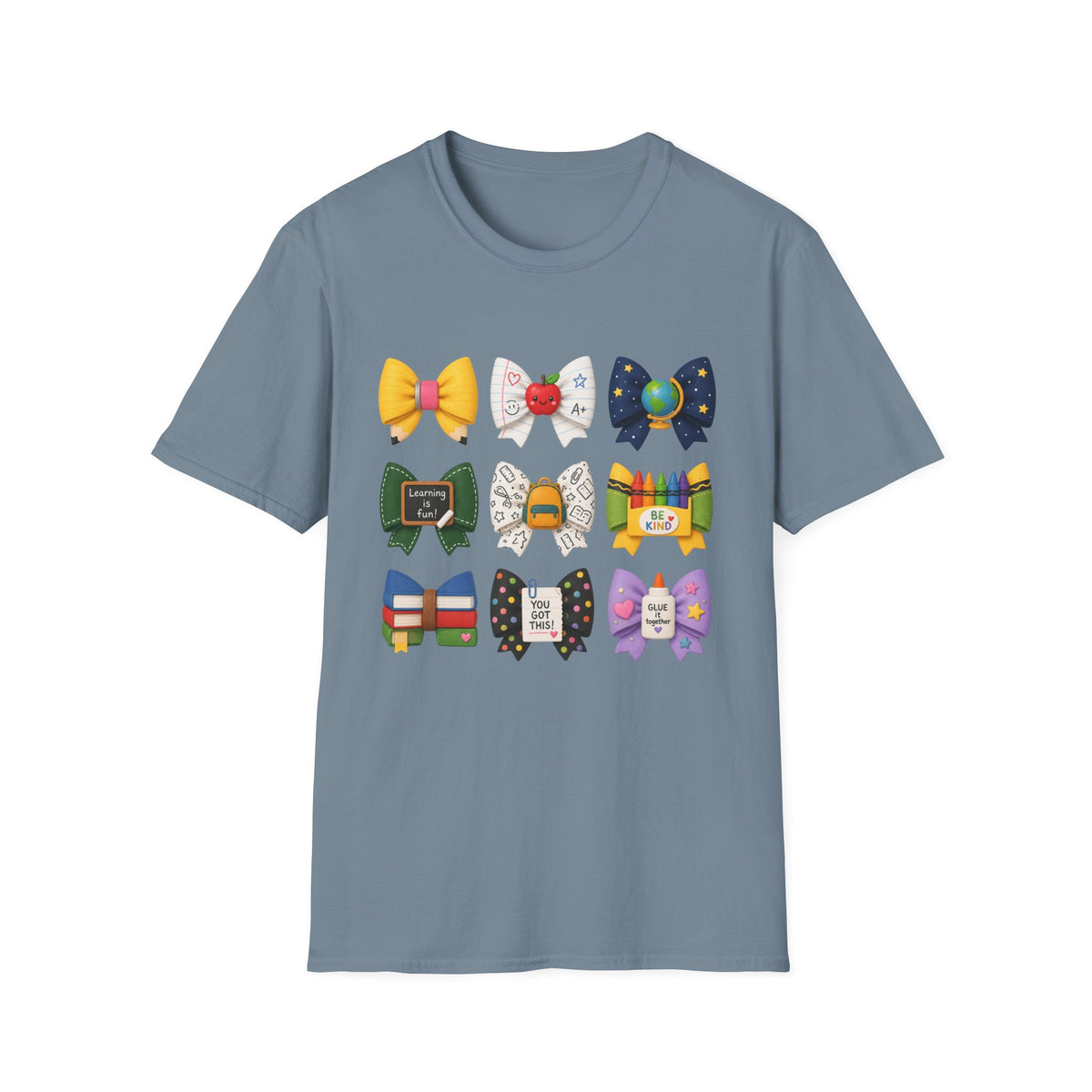 Teacher Appreciation Bow T-Shirt — Cute School-Themed Hair Bows (Be Kind, Learning Is Fun)