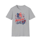 All American Girl Tee, Patriotic Bow Flip Flops Shirt, Red White Blue Graphic Top, Cute USA Fourth of July Outfit T-Shirt