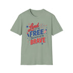 Land of the Free Tee, Because of the Brave Shirt, Patriotic USA Graphic Top, Red White Blue Freedom Outfit T-Shirt