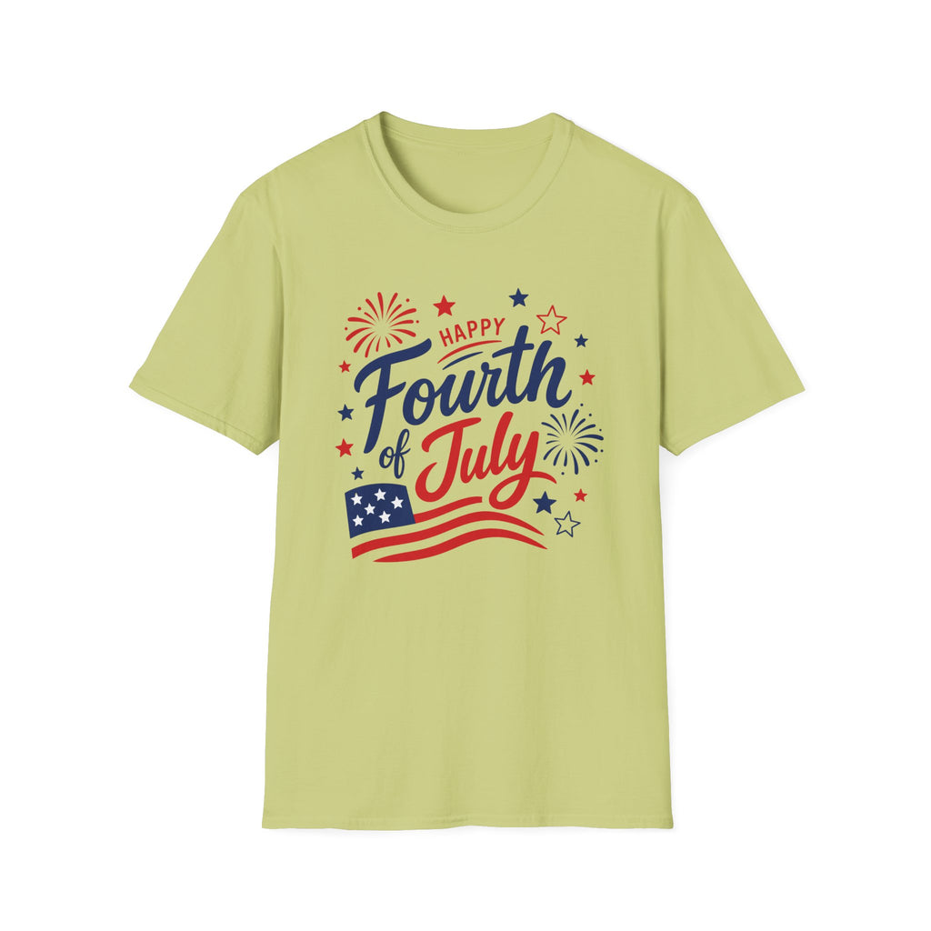 Patriotic Happy Fourth of July Graphic Tee USA Star Spangled- Celebration Flag T-Shirt