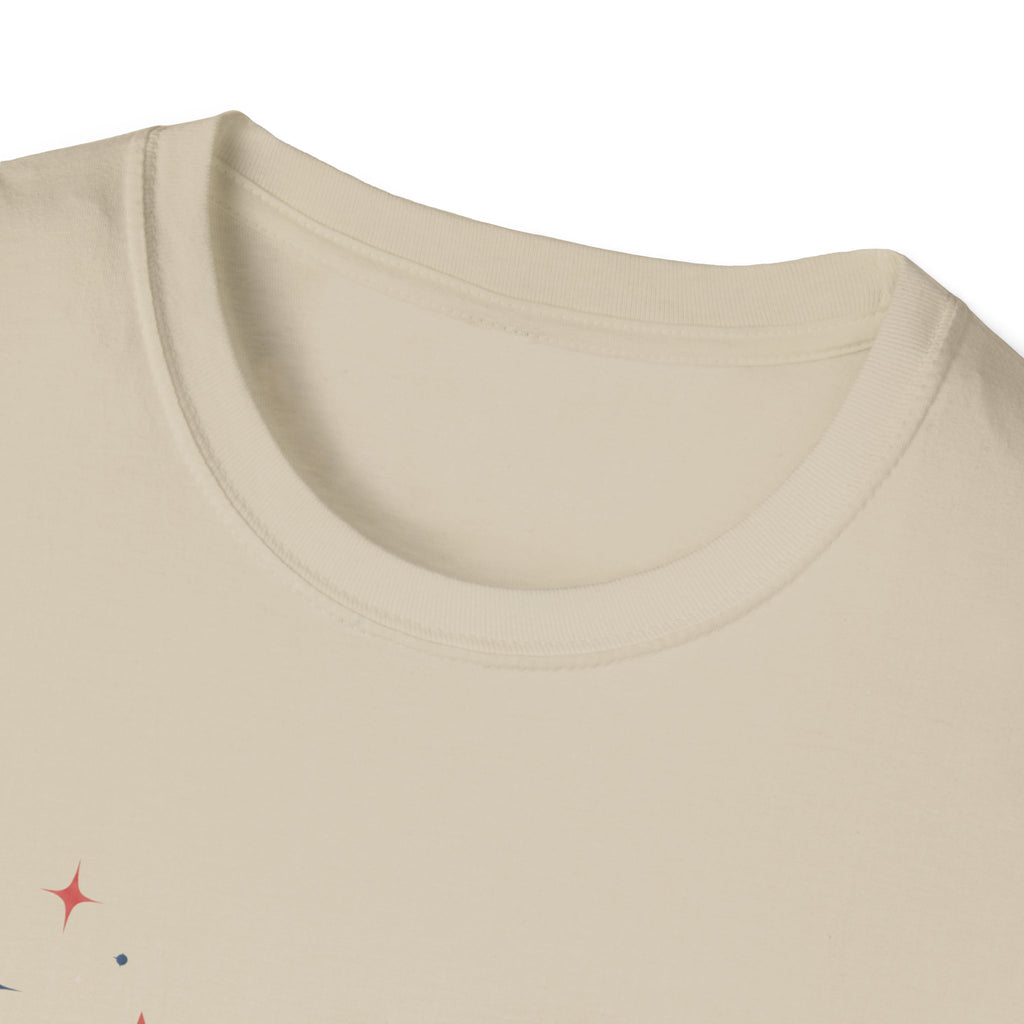 Happy 4th of July Sparkle Bow T-Shirt, Coquette Patriotic Sparkle Star Tee, Feminine Independence Day Shirt, Cute Mixed Typography 4th July