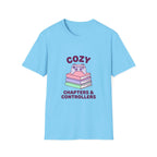Cozy Chapters & Controllers T-Shirt — Gamer & Booklover Graphic Tee
