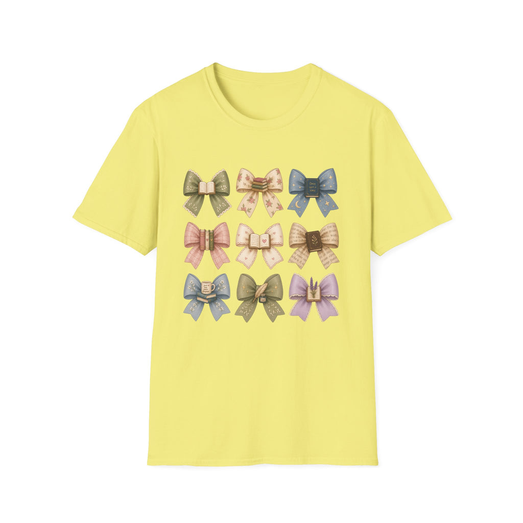 Bow Pattern T-Shirt — Vintage Floral Ribbon Graphic Tee