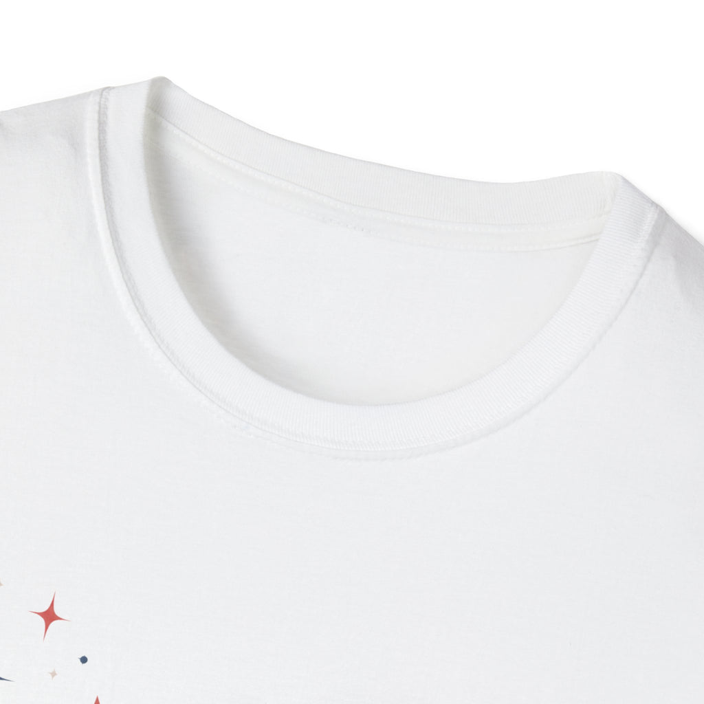 Happy 4th of July Sparkle Bow T-Shirt, Coquette Patriotic Sparkle Star Tee, Feminine Independence Day Shirt, Cute Mixed Typography 4th July