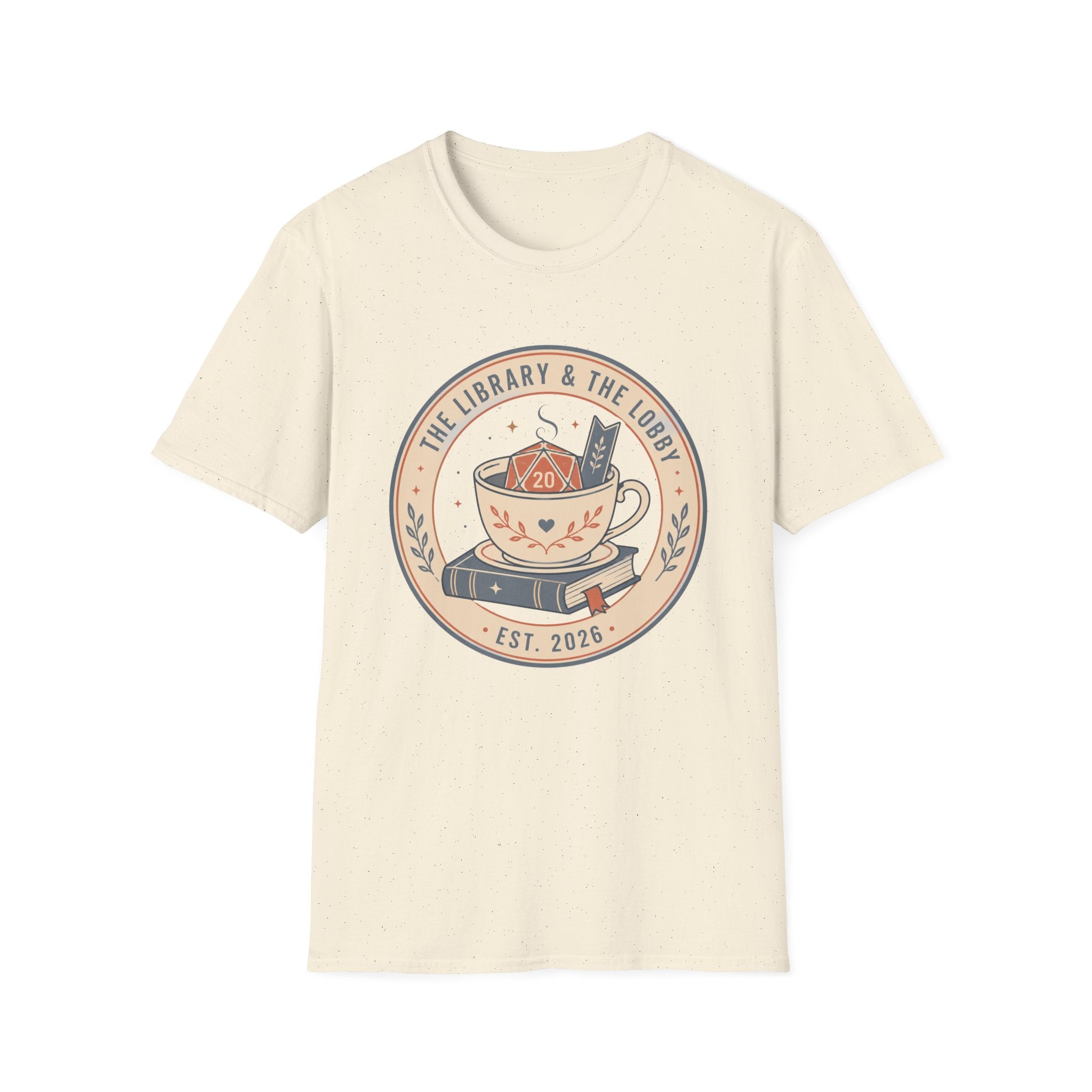 Library & The Lobby Tea Cup T‑Shirt — 'The Library & The Lobby' Vintage Bookstore Tee
