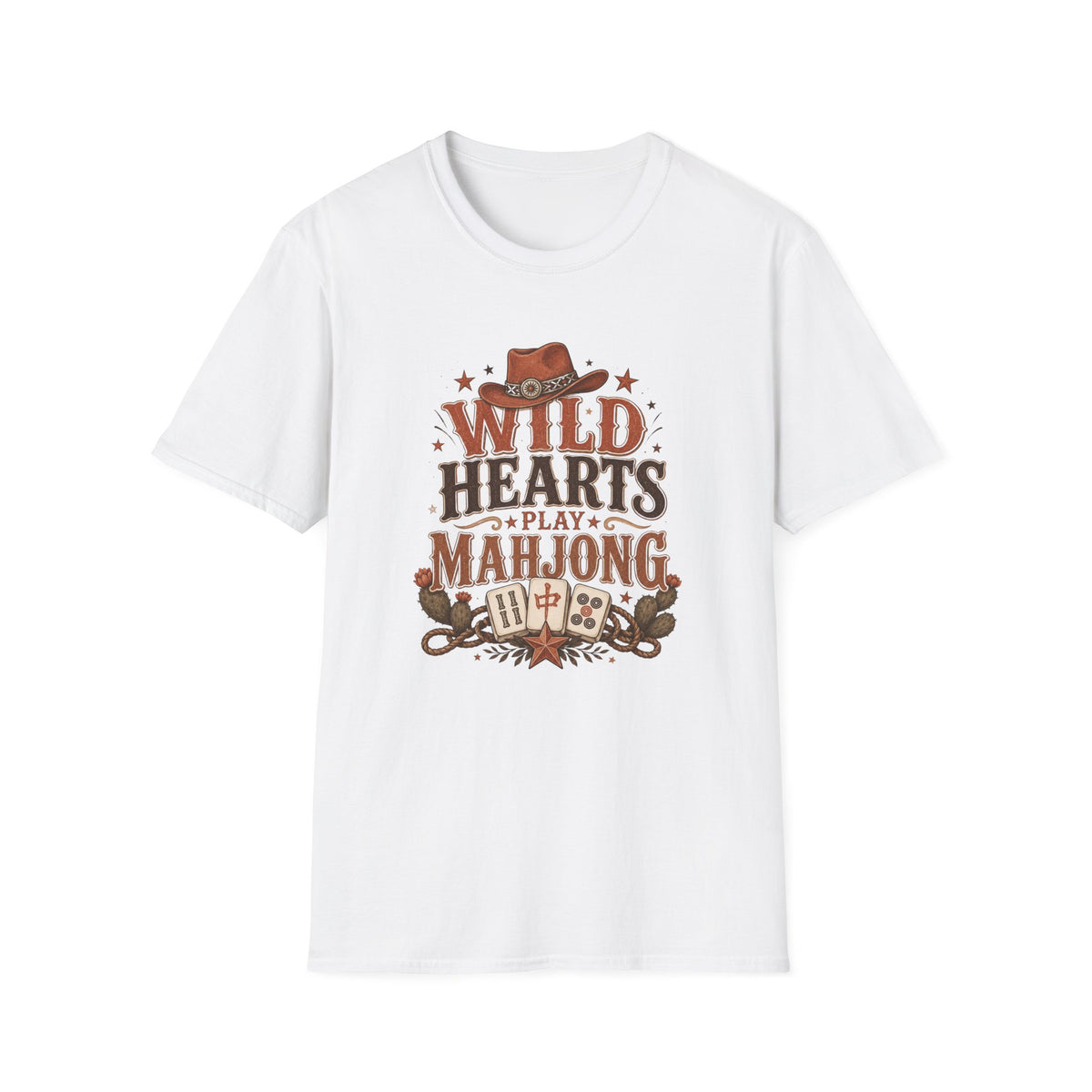 Wild Hearts Play Mahjong Western Graphic T-Shirt