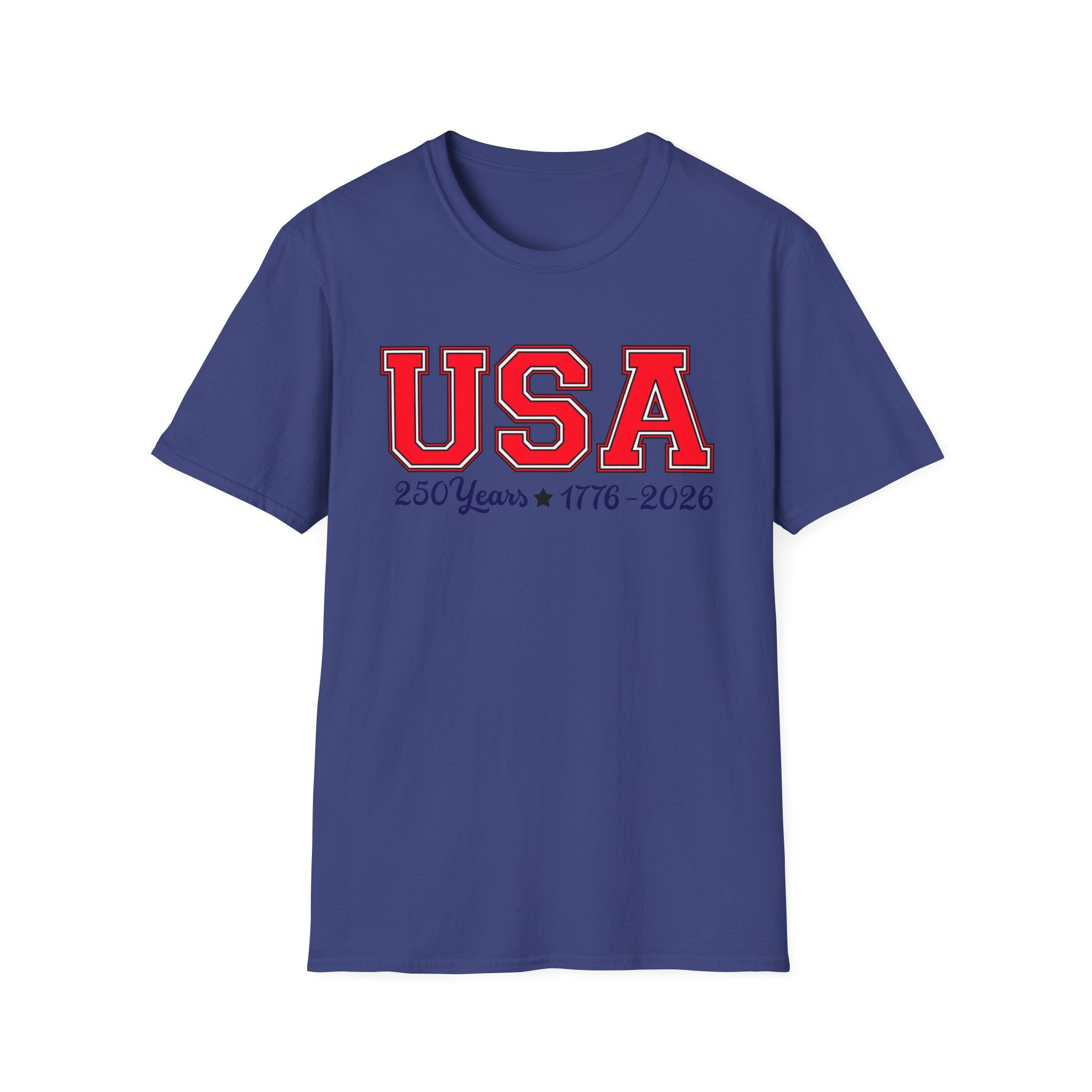 USA 250 Years Shirt 1776 2026, America 250th Anniversary T-Shirt, Varsity Style Patriotic Tee, Fourth of July Gift, Classic USA Bold Letter Shirt