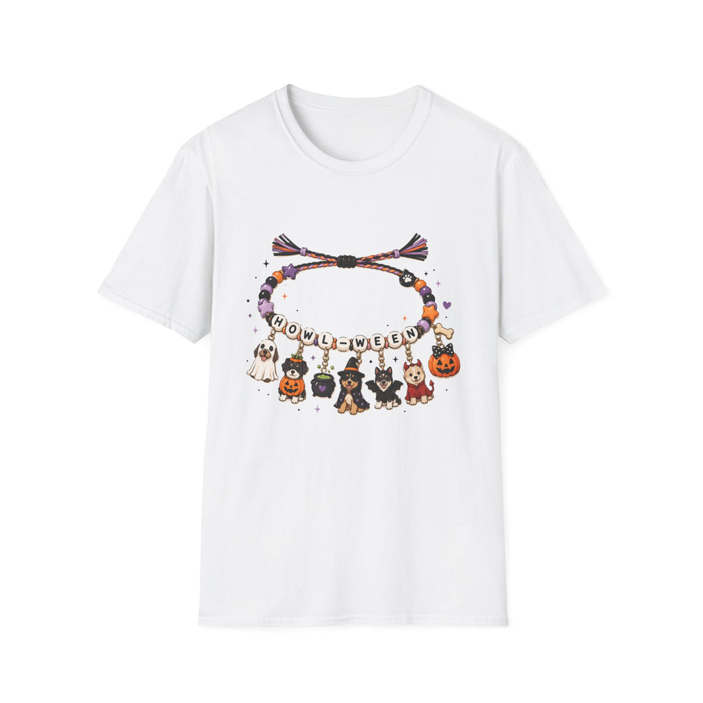 Halloween Charm Bracelet T-Shirt — Cute Howl-ween Puppy Dog & Ghost Graphic Tee