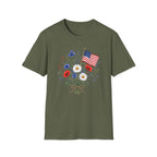 Patriotic Floral Bouquet Graphic Tee - 4th of July Wildflower T-Shirt