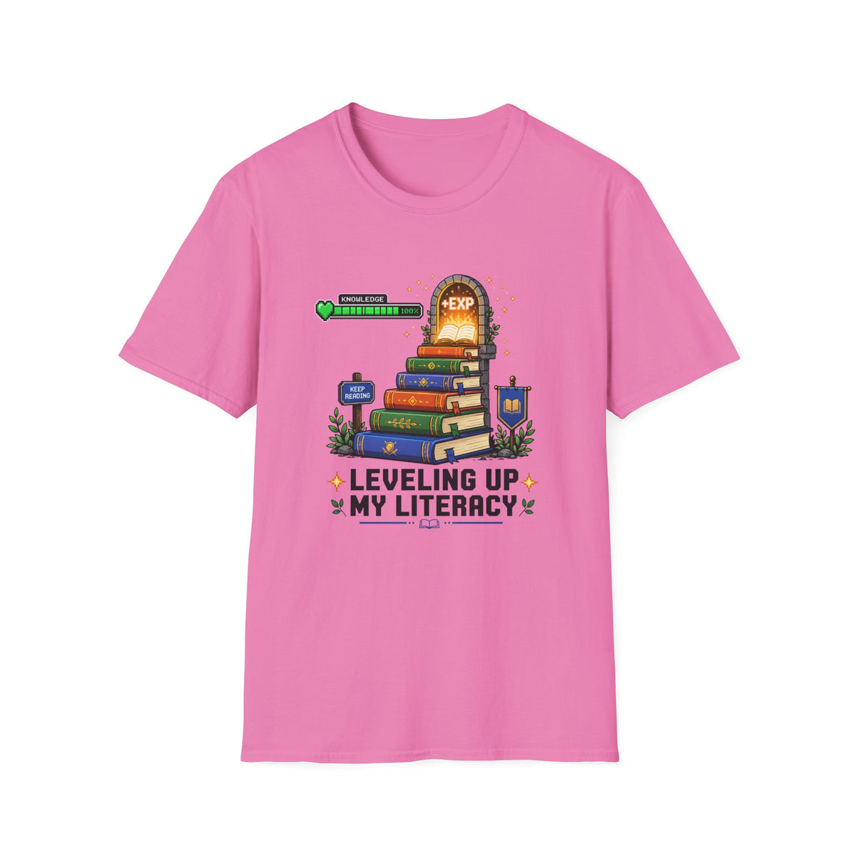 Literacy Level-Up T-Shirt — "Leveling Up My Literacy" Book Gamer Tee