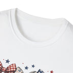 America 250 Years of Freedom Bow Shirt, Coquette Patriotic Trio Bow Tee 1776 2026, 4th of July Women's Vintage Bow T-Shirt, Gingham Stars Floral Patriotic Anniversary Gift