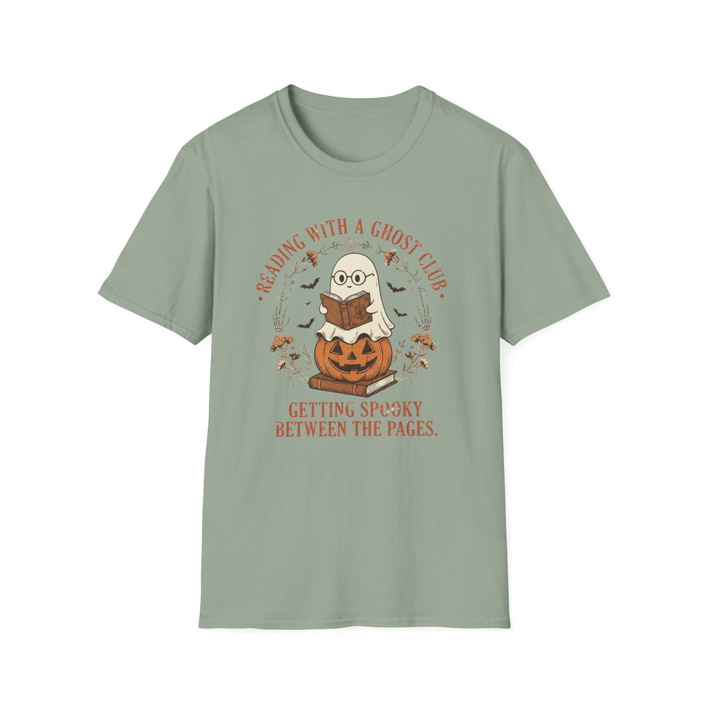 Reading With a Ghost Club T-Shirt — Cute Spooky Book Lover Tee