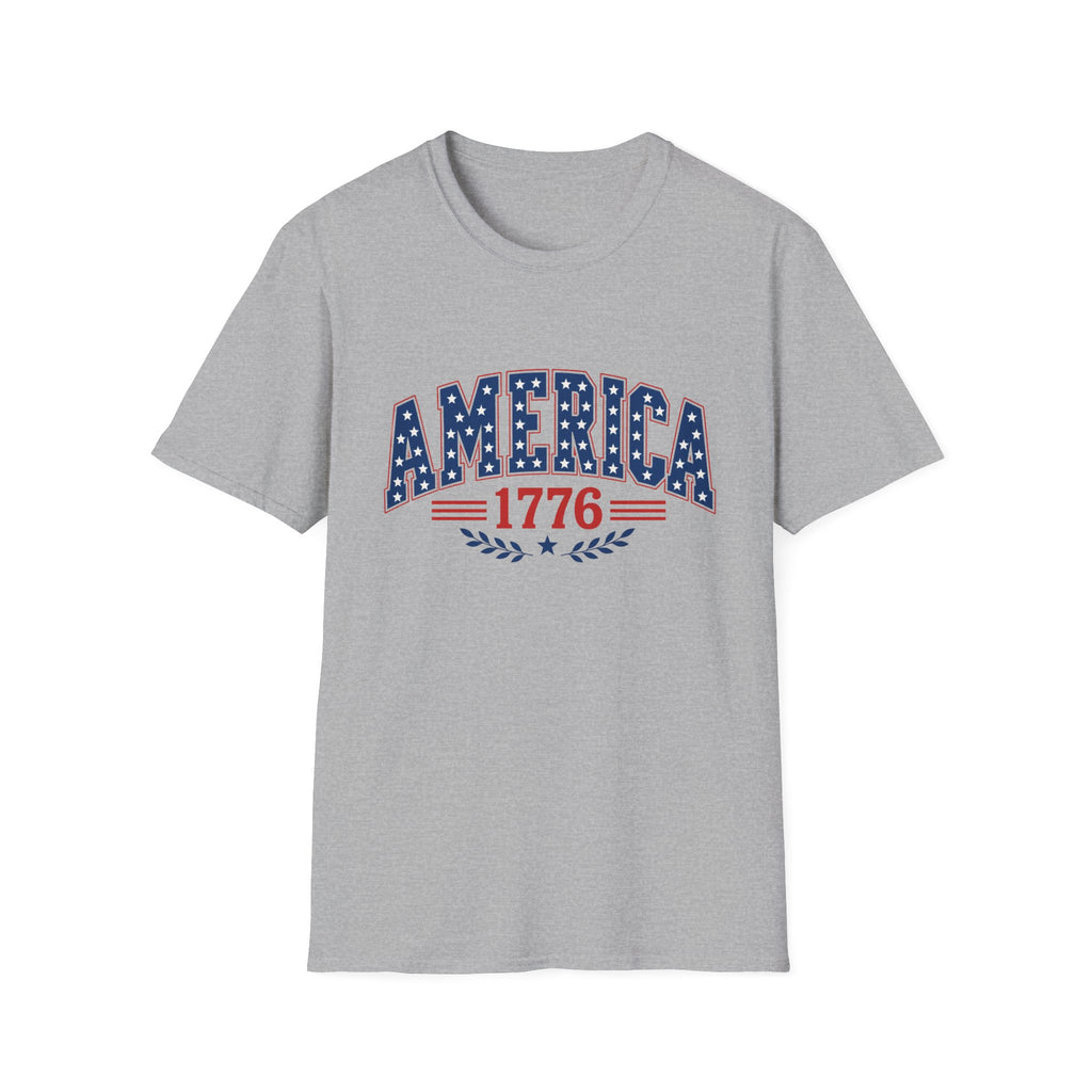 America 1776 Patriotic Tee, USA Heritage Shirt, Red White Blue Graphic Top, Classic American Pride OutfitT-Shirt